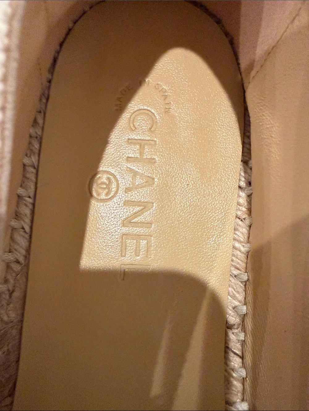 CHANEL Cream Canvas Espadrilles with Black Toe Cap